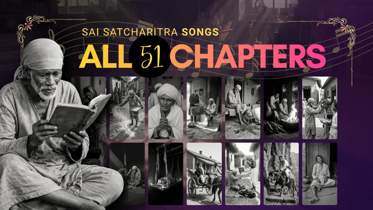 Sai Satcharitra collection of 51 devotional chapters presented as songs in Tamil and Marathi